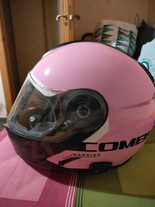 Casco NZI Combi2  Rosa flúor con intercomunicador