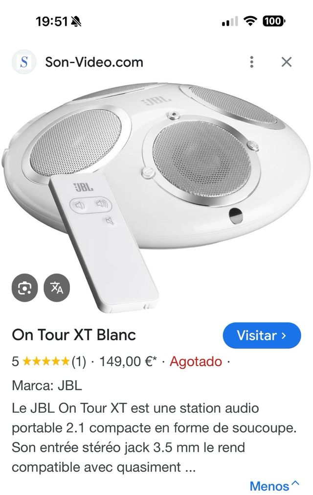 Altavoz JBL On Tour XT Blanco