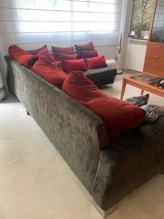 Sofá de tela Negro y rojo
