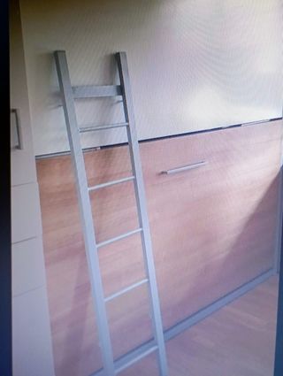 Litera doble hidráulica blanca y madera abatible