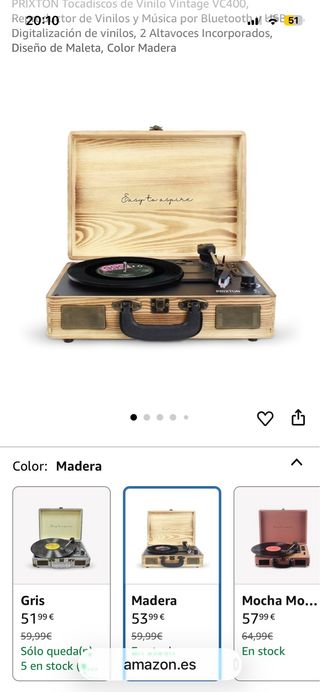 Tocadiscos Vintage PRIXTON VC400 Madera