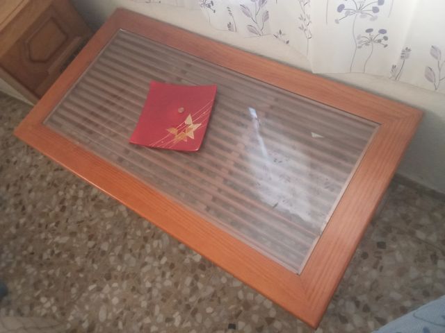 Mesa de centro madera y cristal