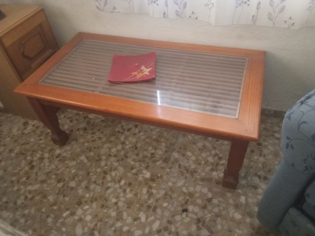 Mesa de centro madera y cristal