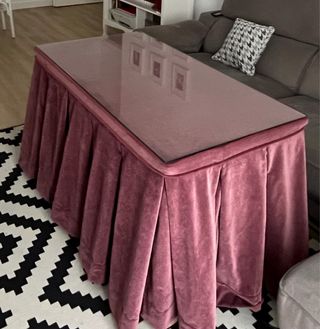 Sottovesti rettangolari Mesa in legno, vetro e viola