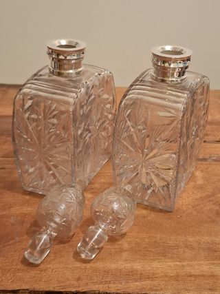 Licoreras plata de ley 925 y cristal (1910-1930)