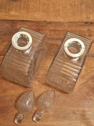 Licoreras plata de ley 925 y cristal (1910-1930)
