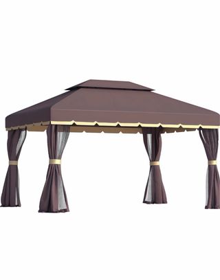 Gazebo Outsunny 4x3m in alluminio marrone