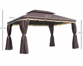 Gazebo Outsunny 4x3m in alluminio marrone