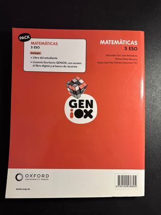 Matemáticas 3º ESO. Libro del estudiante. GENiOX