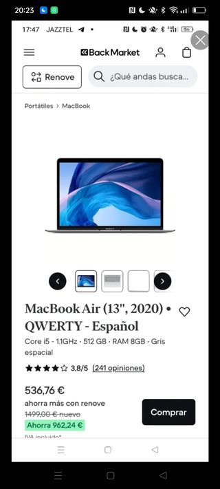 MACBOOK AIR 2020 i5/8GB RAM/512 SSD 