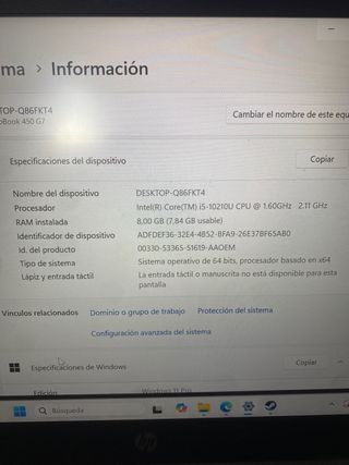 Ordenador HP 10th Gen Core i5 Plata y accesorios