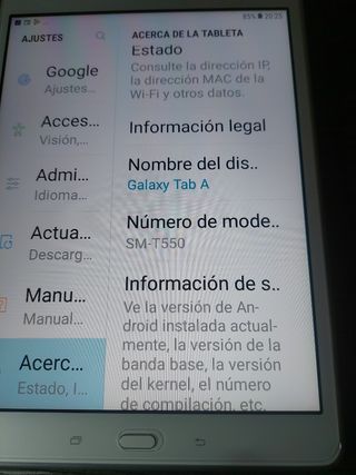 Tablet Samsung sm-t550 Blanca
