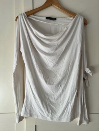Blusa Zara Blanca Manga Larga
