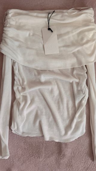 Top Zara Branco Novo Etiqueta 100% Algodão