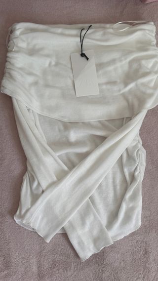 Top Zara Branco Novo Etiqueta 100% Algodão
