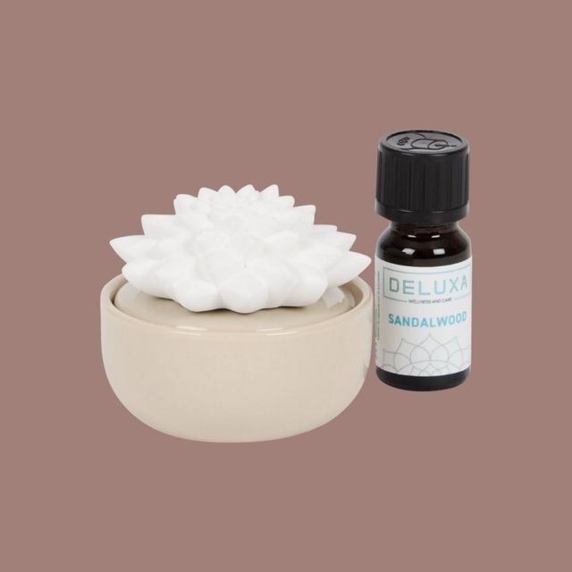 Difusor Cerâmico Deluxa Lotus c/ Óleo Sandalwood