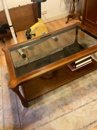 Mesa de centro madera y cristal biselado