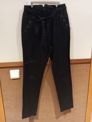 Pantalón paper bag mujer negro