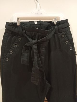 Pantalón paper bag mujer negro