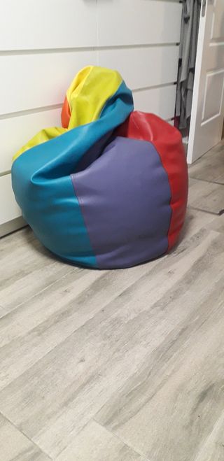 Puff de cuero sintético multicolor