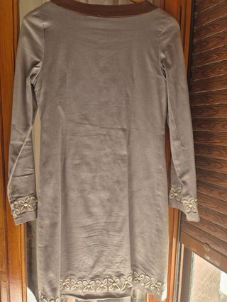 Vestido Fiesta T38 Gris y Marrón