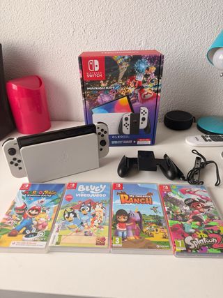 Nintendo Switch OLED Blanca + 5 Juegos