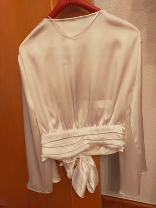 Camisa Zara Blanca Manga Ancha Talla XS