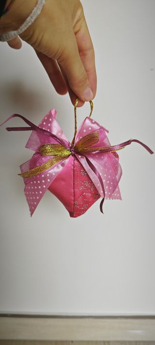 Cuore Rosa Decorativo Fiocco Fatto a Mano