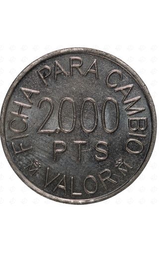 Ficha cambio recreativos franco 2000 pesetas