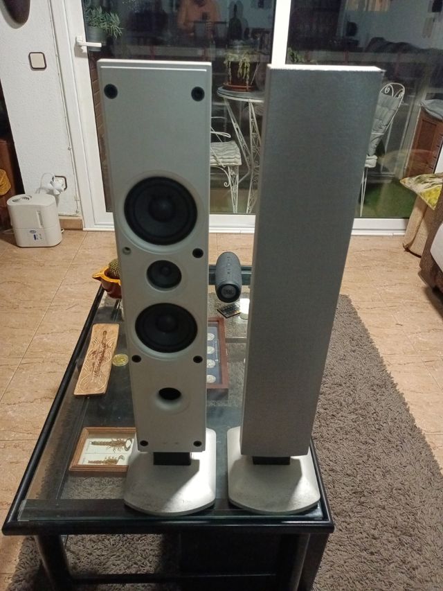 Pareja de altavoces plateados