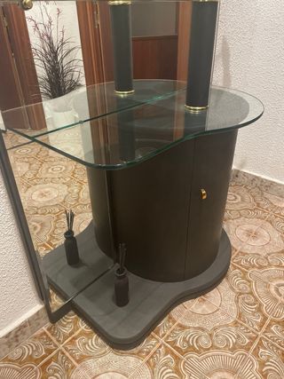 Mueble recibidor cristal y madera