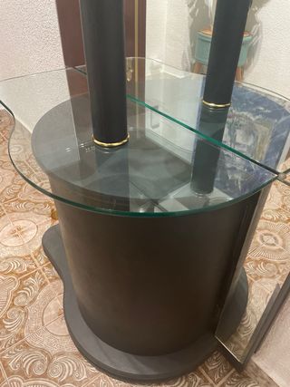 Mueble recibidor cristal y madera
