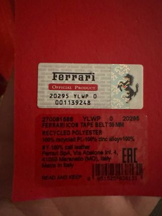 Cintura Ferrari Gialla Originale