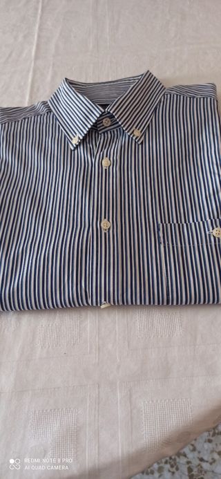 Camisa de rayas azul y blanca para caballero