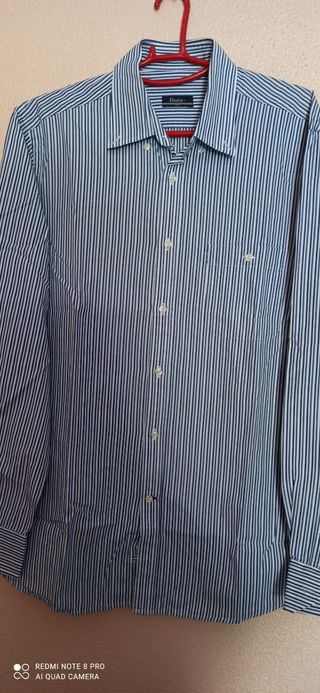 Camisa de rayas azul y blanca para caballero
