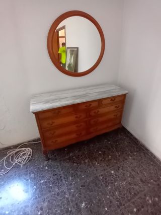 DORMITORIO DE MADERA COMPLETO CON SOMIER Y COLCHÓN