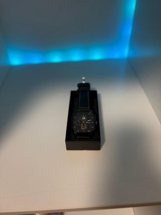 Reloj Octogonal Deportivo Negro y Naranja