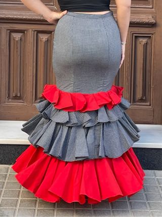 Falda campera elástica flamenca gitana talla 40-42