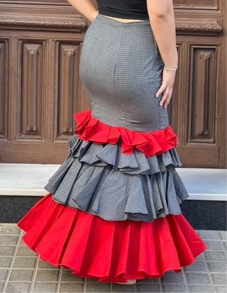 Falda campera elástica flamenca gitana talla 40-42
