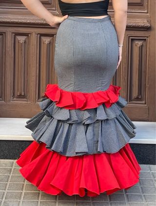 Falda campera elástica flamenca gitana talla 40-42