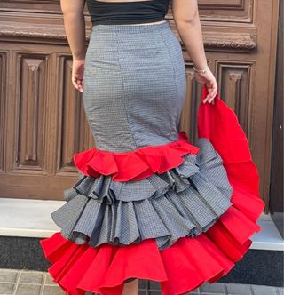 Falda campera elástica flamenca gitana talla 40-42