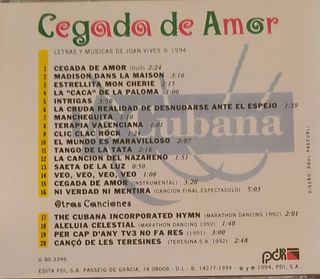 CD La Cubana "Cegada de amor"