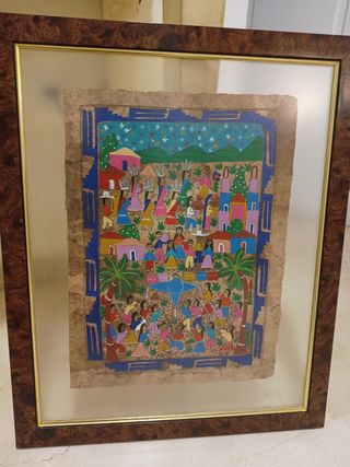 Pareja Lamina mejicana en papiro  a mano.70 € una