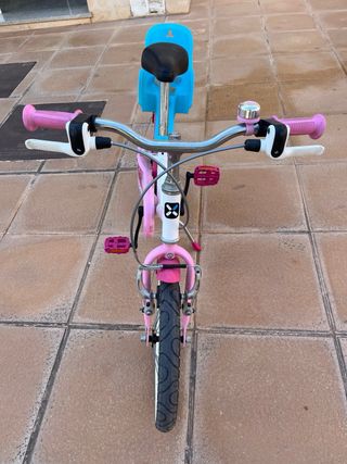 Bicicleta infantil Btwin rosa y blanca