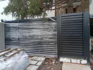 Puerta y rejas de entrada moderna