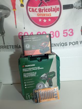 Atornillador impacto Parkside + Batería y Cargador