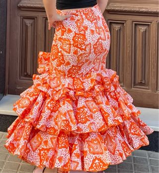 Falda flamenca naranja talla 40-42