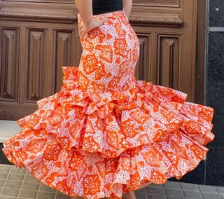Falda flamenca naranja talla 40-42