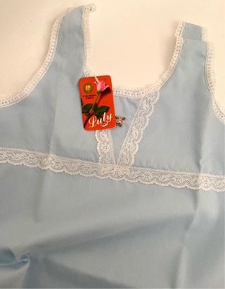 Camisón infantil vintage azul con encaje