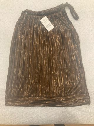 Top H&M Dorado Metálico Talla M Nuevo con Etiqueta